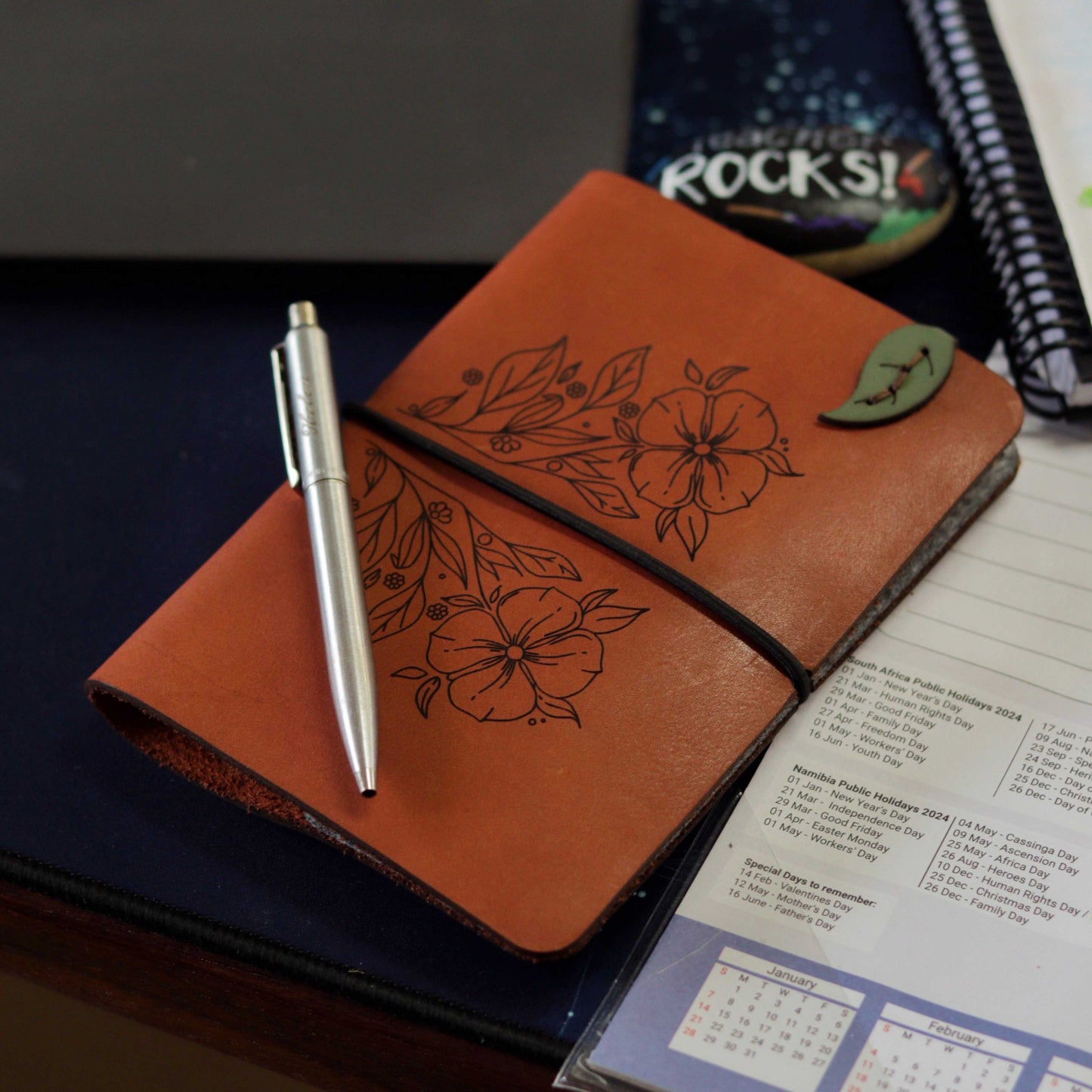 A6 Leather Notebook Cover - Floral Range